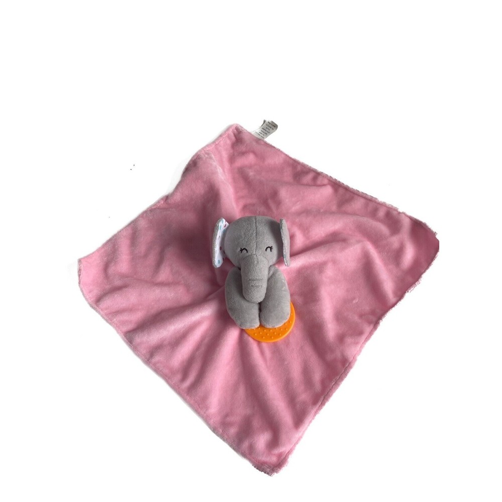 Elephant Pink and Orange Baby Lovey Security Blanket Elephant  Toy Soft Comfort